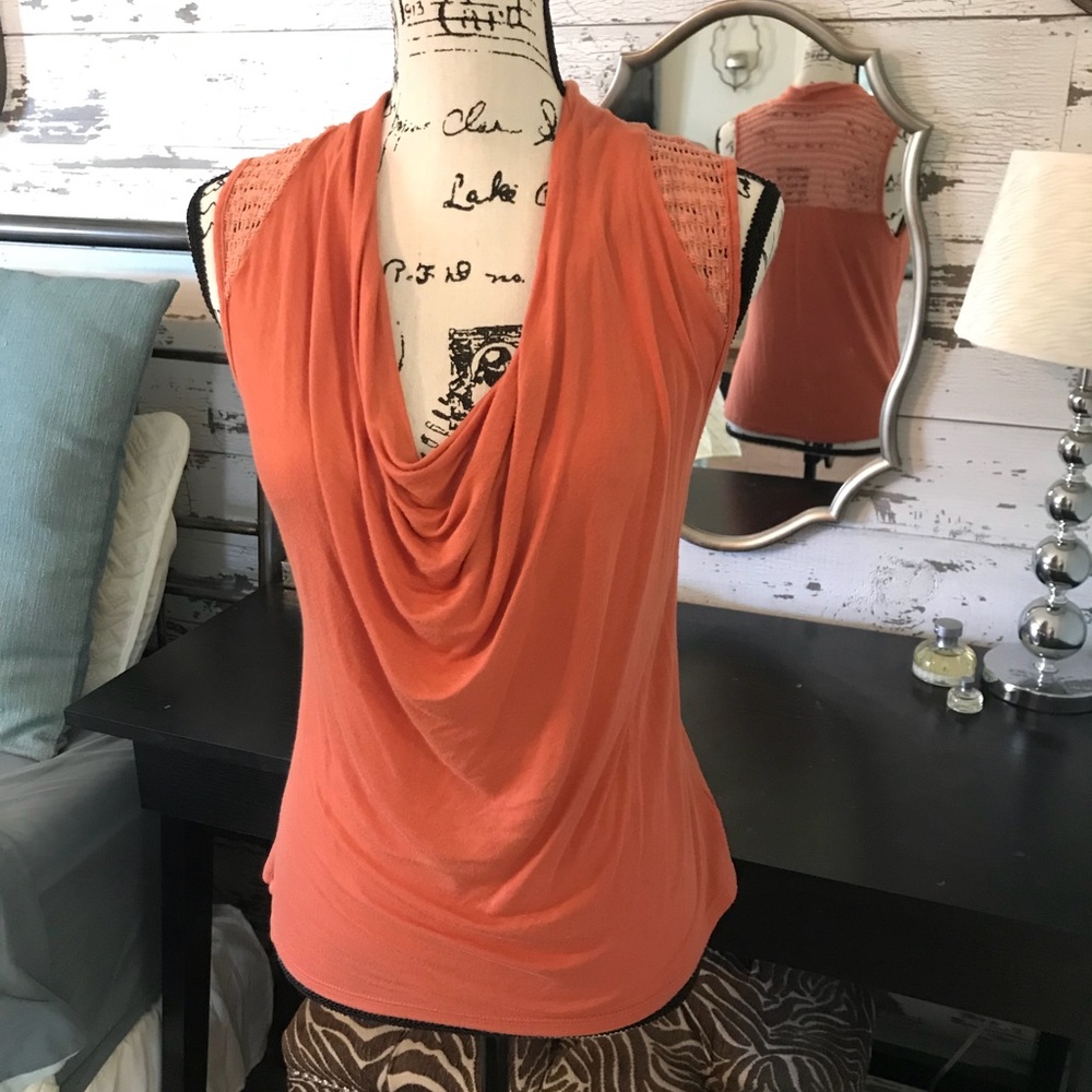 Orange blouse crochet detail